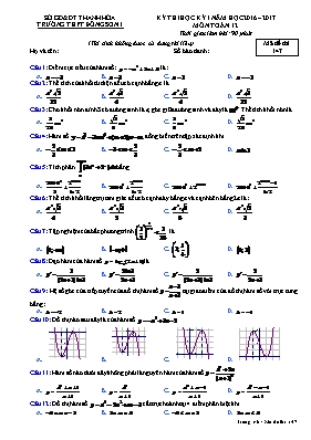 Đề thi học kỳ 1 năm học môn Toán 12